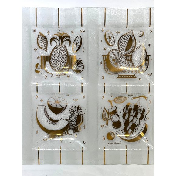 Georges Briard Platter Divided Fruit 15" Square Gold Textured MCM Vtg Serving - Picture 1 of 12